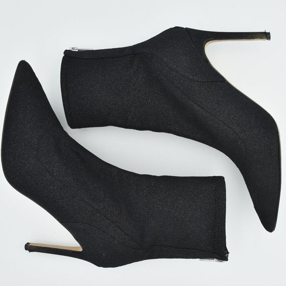 Jewel Badgley Mischka Eva Pointed Toe Black Sparkly Heeled Ankle Booties, Size 7 - Picture 13 of 14